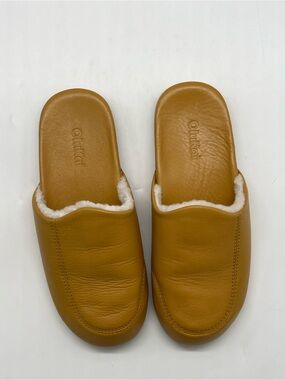 OluKai Shearling-Lined Leather Slip-Ons - Tan